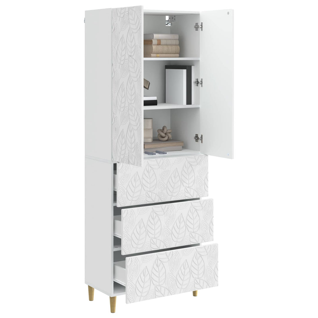 Skab Sæt 2 pcs Hvid højglans 66 x 34,5 x 90 cm Konstrueret træ