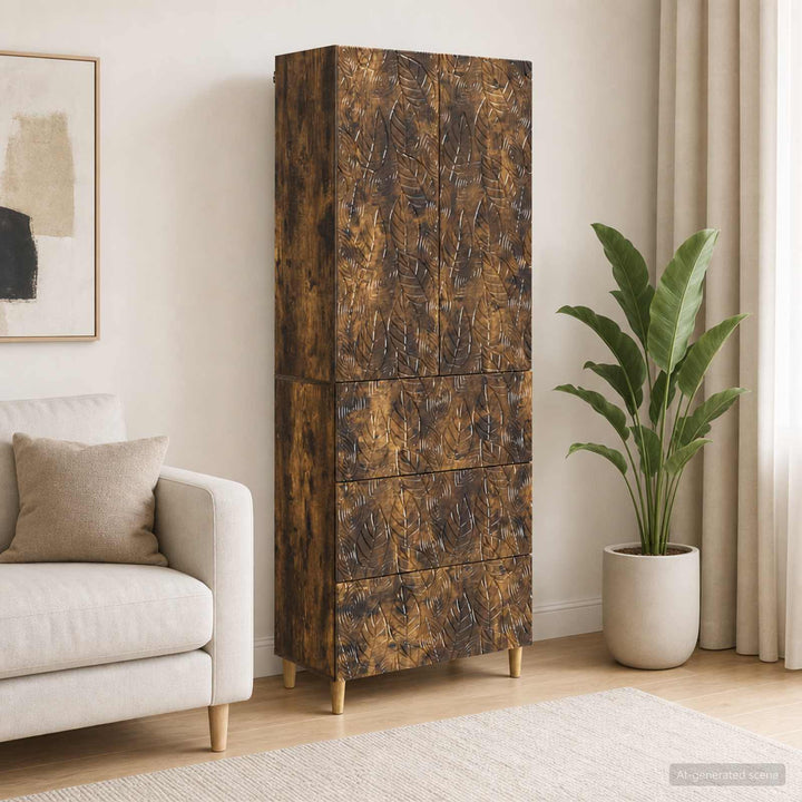 Skab Sæt 2 stk. 66 x 34,5 x 90 cm Konstrueret træ Røget eg