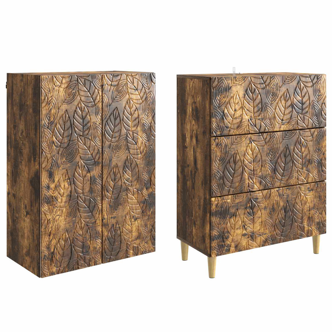 Skab Sæt 2 stk. 66 x 34,5 x 90 cm Konstrueret træ Røget eg