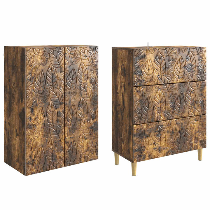 Skab Sæt 2 stk. 66 x 34,5 x 90 cm Konstrueret træ Røget eg