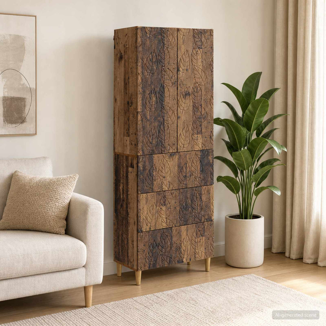 Skab Sæt 2 pcs Gammelt træ 66 x 34,5 x 90 cm Konstrueret træ