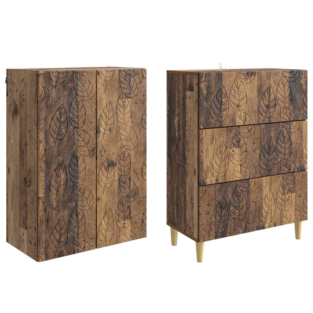 Skab Sæt 2 pcs Gammelt træ 66 x 34,5 x 90 cm Konstrueret træ