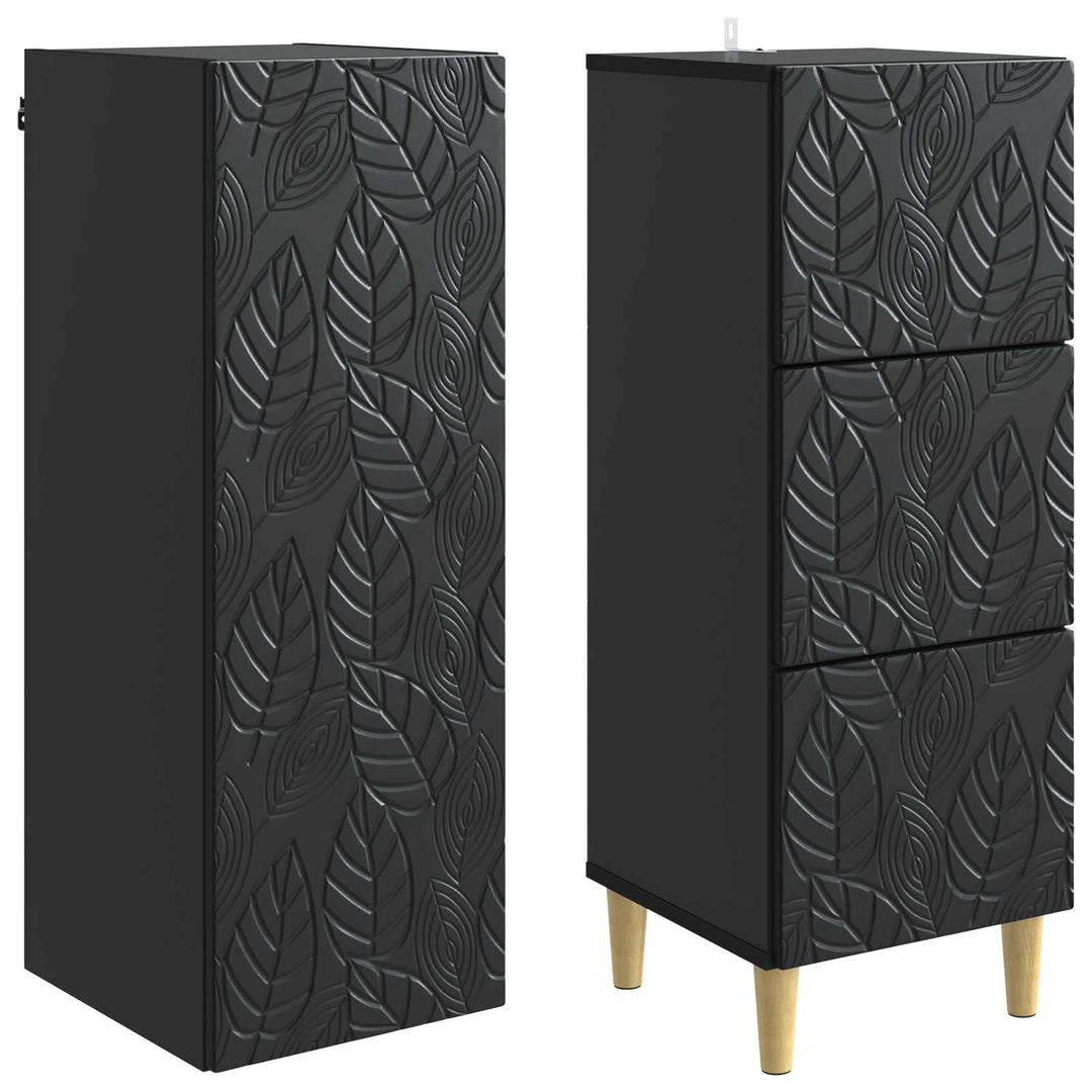 Skab Sæt 2 pcs Sort 33 x 34,5 x 90 cm Konstrueret træ