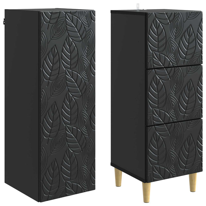 Skab Sæt 2 pcs Sort 33 x 34,5 x 90 cm Konstrueret træ