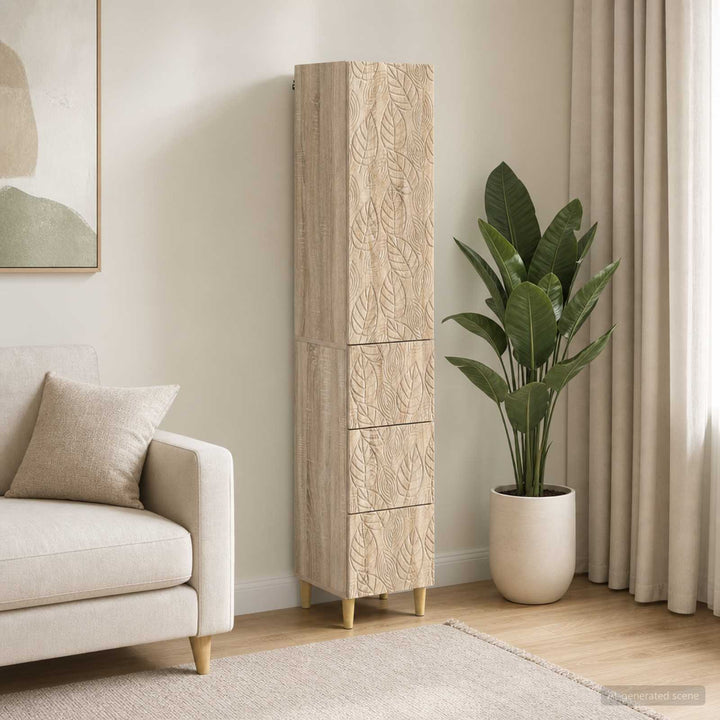 Skab Sæt 2 pcs Sonoma-eg 33 x 34,5 x 90 cm Konstrueret træ