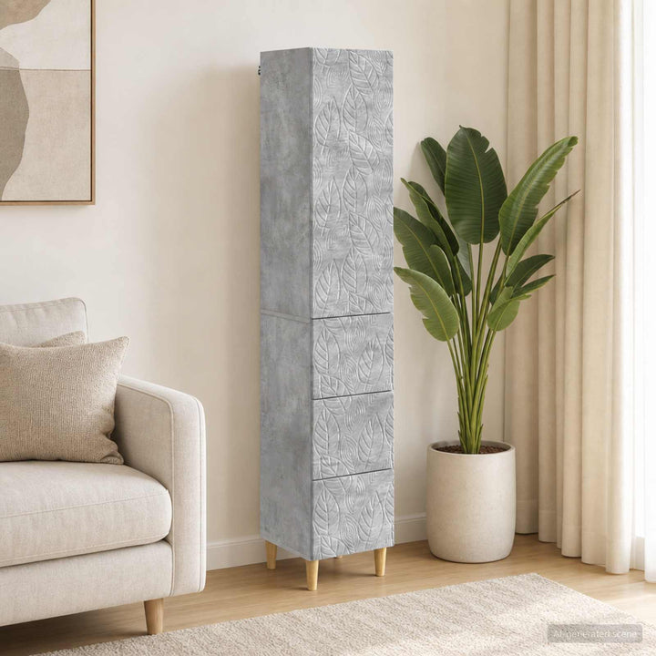 Skab Sæt 2 pcs Betongrå 33 x 34,5 x 90 cm Konstrueret træ