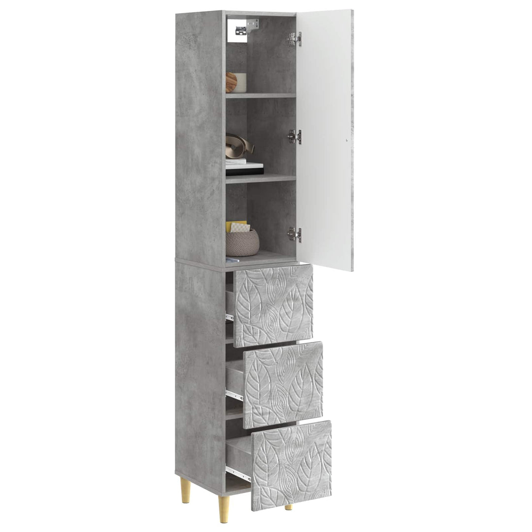 Skab Sæt 2 pcs Betongrå 33 x 34,5 x 90 cm Konstrueret træ