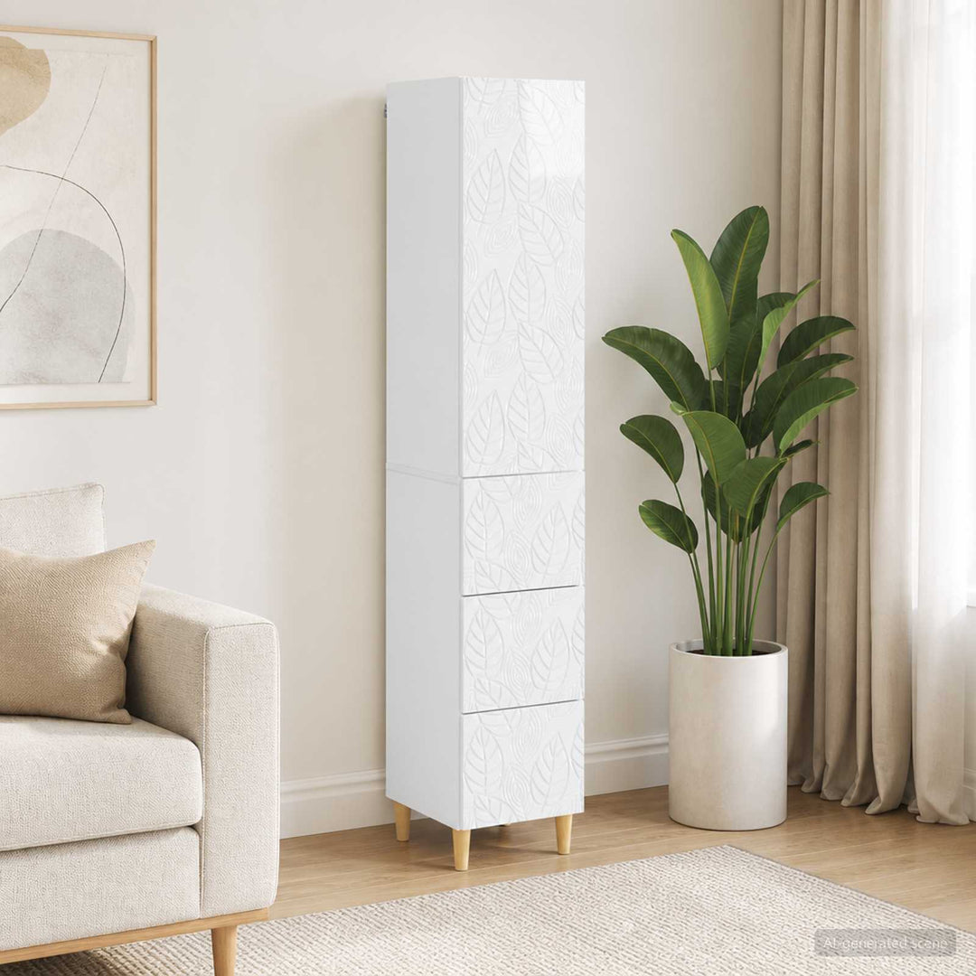 Skab Sæt 2 pcs Hvid højglans 33 x 34,5 x 90 cm Konstrueret træ