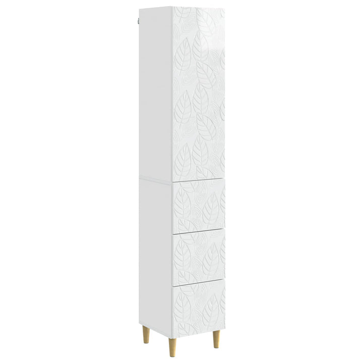 Skab Sæt 2 pcs Hvid højglans 33 x 34,5 x 90 cm Konstrueret træ
