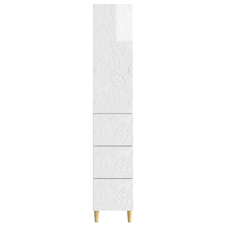 Skab Sæt 2 pcs Hvid højglans 33 x 34,5 x 90 cm Konstrueret træ