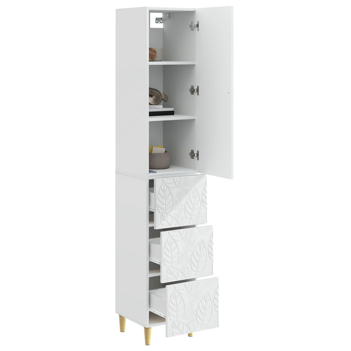 Skab Sæt 2 pcs Hvid højglans 33 x 34,5 x 90 cm Konstrueret træ