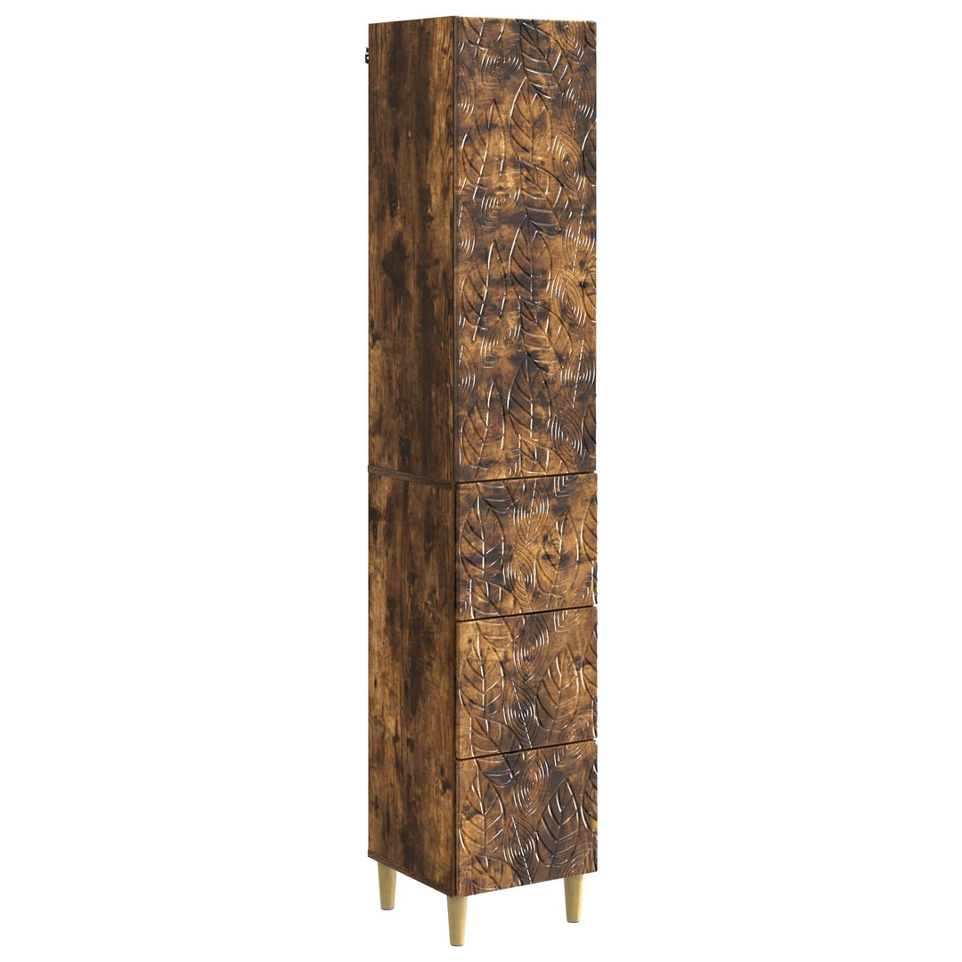 Skab Sæt 2 pcs Røget eg 33 x 34,5 x 90 cm Konstrueret træ