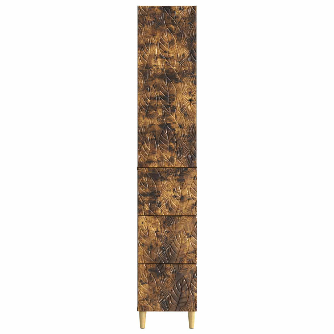 Skab Sæt 2 pcs Røget eg 33 x 34,5 x 90 cm Konstrueret træ