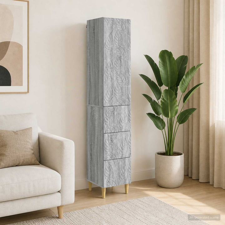 Skab Sæt 2 pcs Grå Sonoma 33 x 34,5 x 90 cm Konstrueret træ