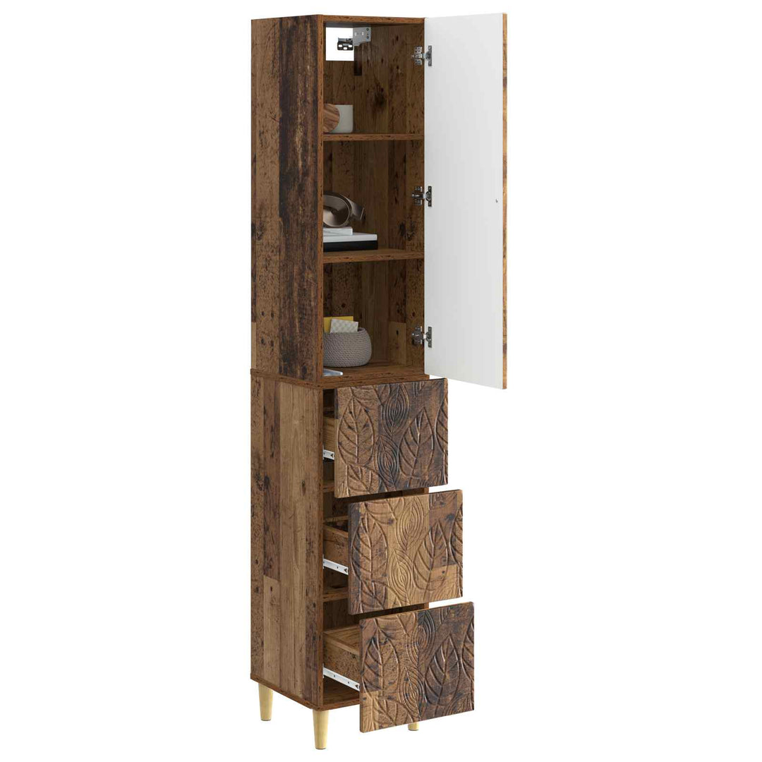 Skab Sæt 2 pcs Gammelt træ 33 x 34,5 x 90 cm Konstrueret træ