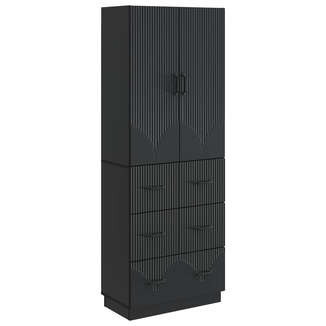 Skab Sæt 2 pcs Sort 66 x 34,5 x 87 cm Konstrueret træ