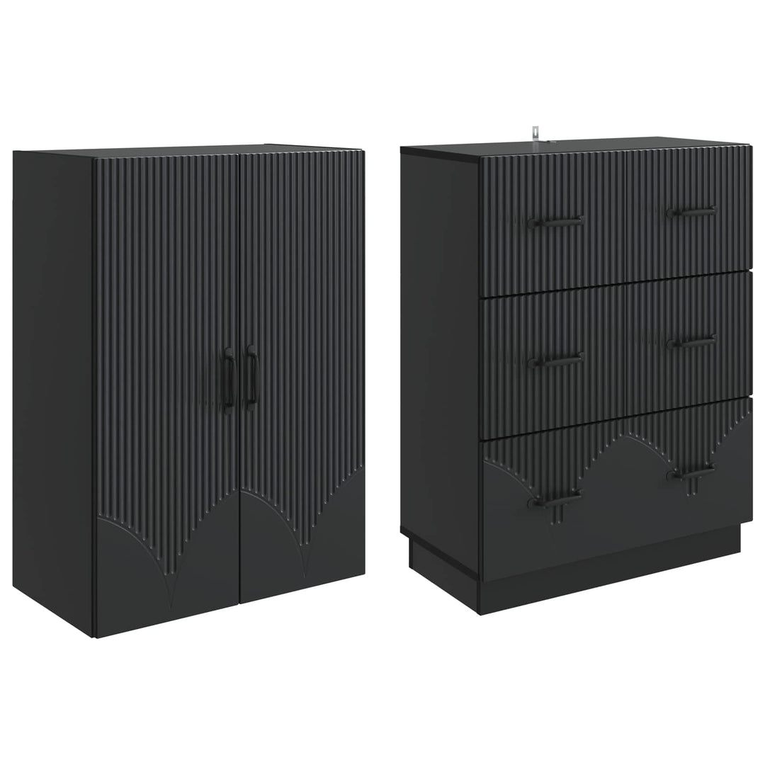 Skab Sæt 2 pcs Sort 66 x 34,5 x 87 cm Konstrueret træ
