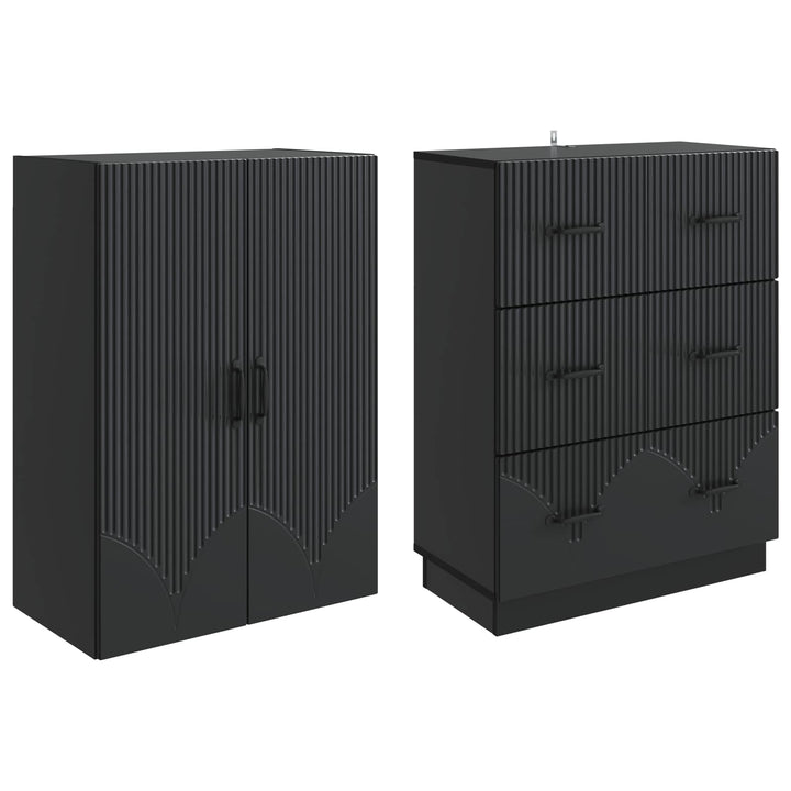 Skab Sæt 2 pcs Sort 66 x 34,5 x 87 cm Konstrueret træ