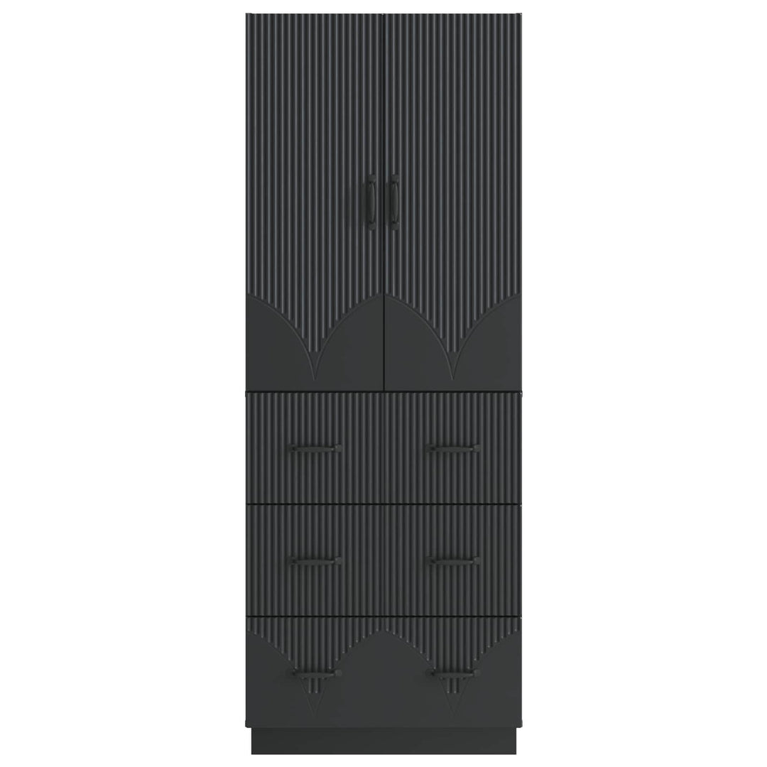 Skab Sæt 2 pcs Sort 66 x 34,5 x 87 cm Konstrueret træ