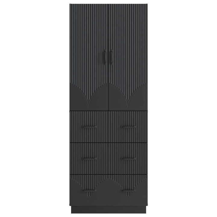 Skab Sæt 2 pcs Sort 66 x 34,5 x 87 cm Konstrueret træ