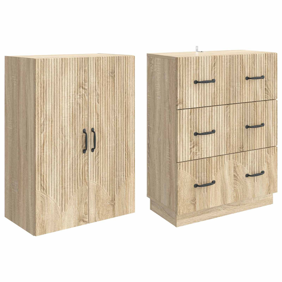 Skab Sæt 2 pcs Sonoma-eg 66 x 34,5 x 87 cm Konstrueret træ