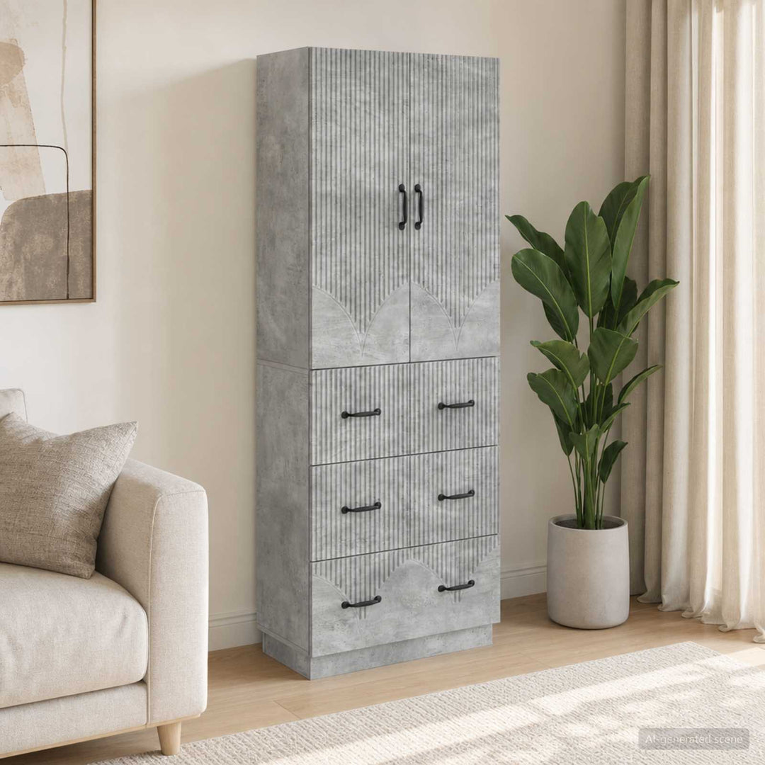 Skab Sæt 2 pcs Betongrå 66 x 34,5 x 87 cm Konstrueret træ