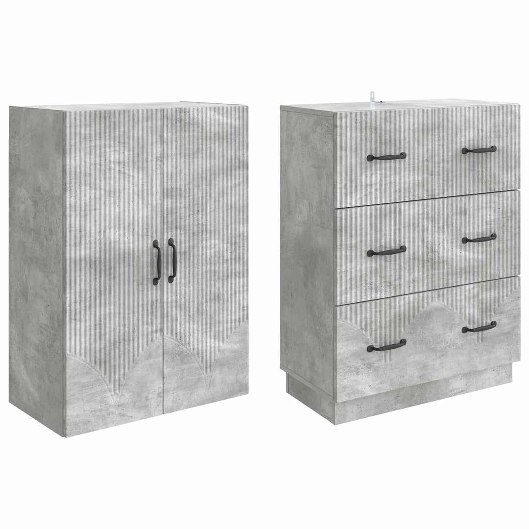 Skab Sæt 2 pcs Betongrå 66 x 34,5 x 87 cm Konstrueret træ
