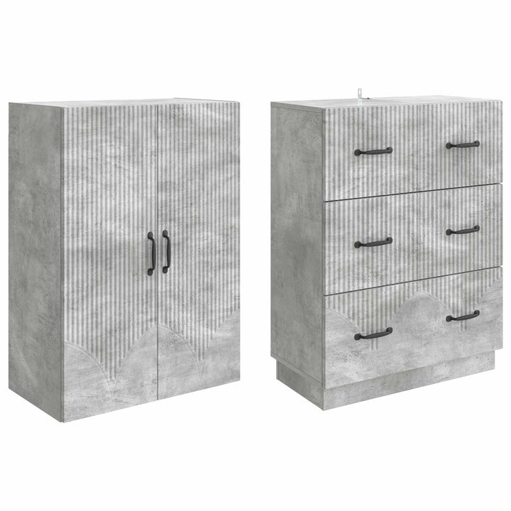 Skab Sæt 2 pcs Betongrå 66 x 34,5 x 87 cm Konstrueret træ