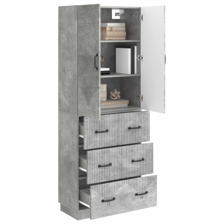 Skab Sæt 2 pcs Betongrå 66 x 34,5 x 87 cm Konstrueret træ