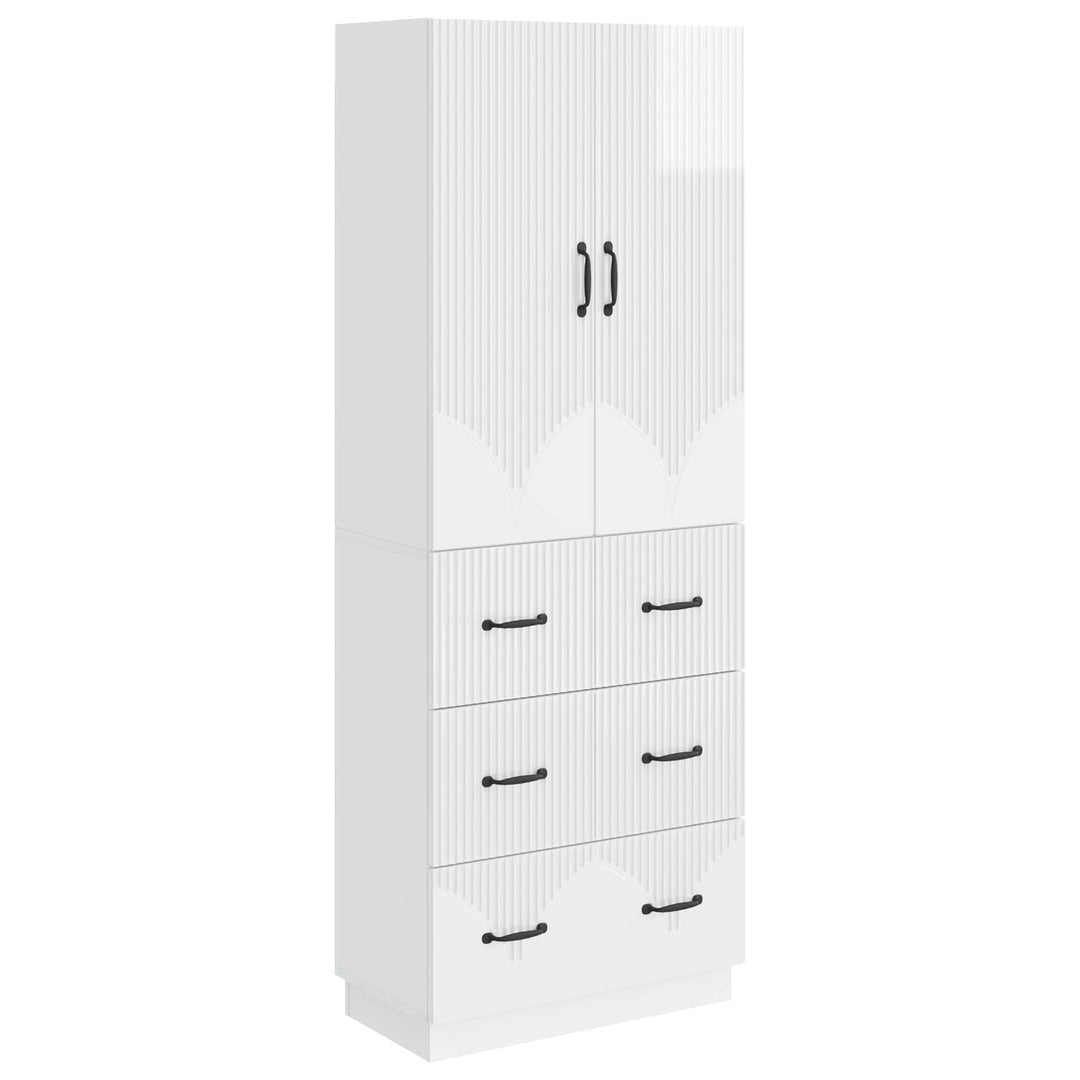 Skab Sæt 2 pcs Hvid højglans 66 x 34,5 x 87 cm Konstrueret træ