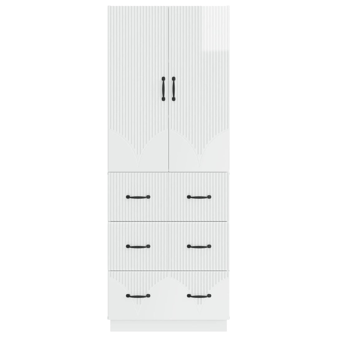 Skab Sæt 2 pcs Hvid højglans 66 x 34,5 x 87 cm Konstrueret træ