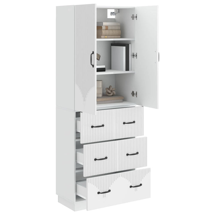 Skab Sæt 2 pcs Hvid højglans 66 x 34,5 x 87 cm Konstrueret træ