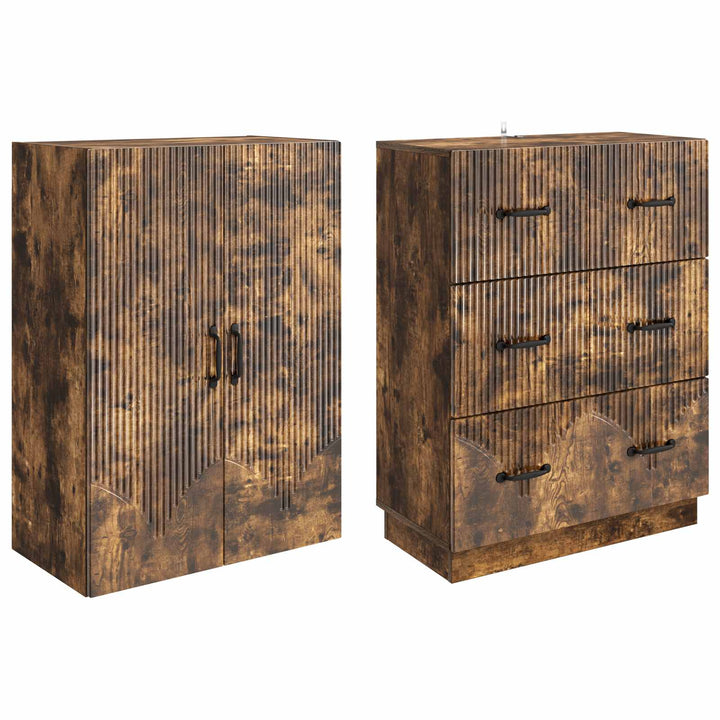 Skab Sæt 2 stk. 66 x 34,5 x 87 cm Konstrueret træ Røget eg