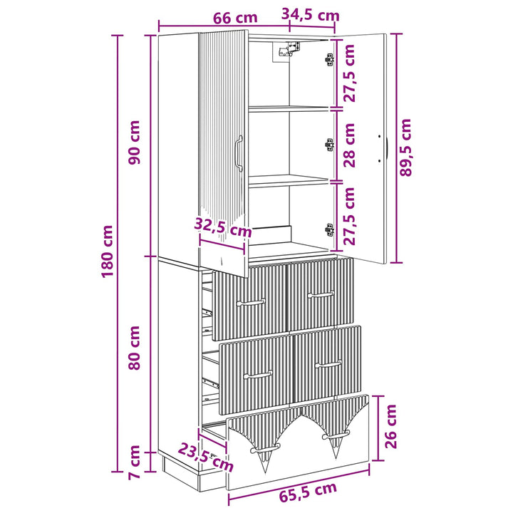 Skab Sæt 2 stk. 66 x 34,5 x 87 cm Konstrueret træ Røget eg