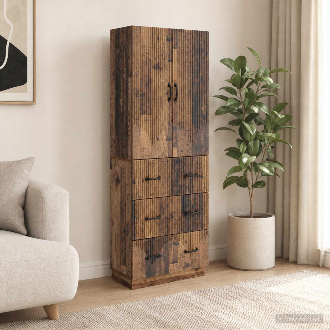 Skab Sæt 2 pcs Gammelt træ 66 x 34,5 x 87 cm Konstrueret træ