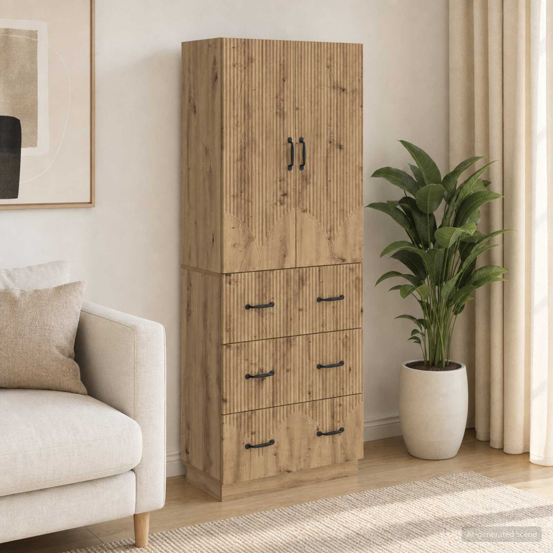 Skab Sæt 2 stk. 66 x 34,5 x 87 cm Konstrueret træ Artisan-eg