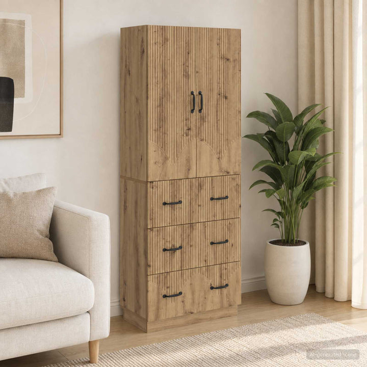 Skab Sæt 2 stk. 66 x 34,5 x 87 cm Konstrueret træ Artisan-eg