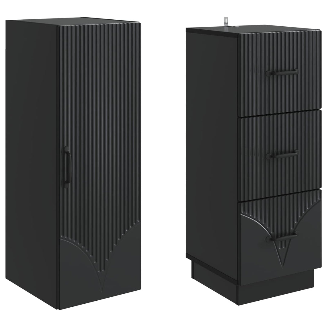 Skab Sæt 2 pcs Sort 33 x 34,5 x 87 cm Konstrueret træ