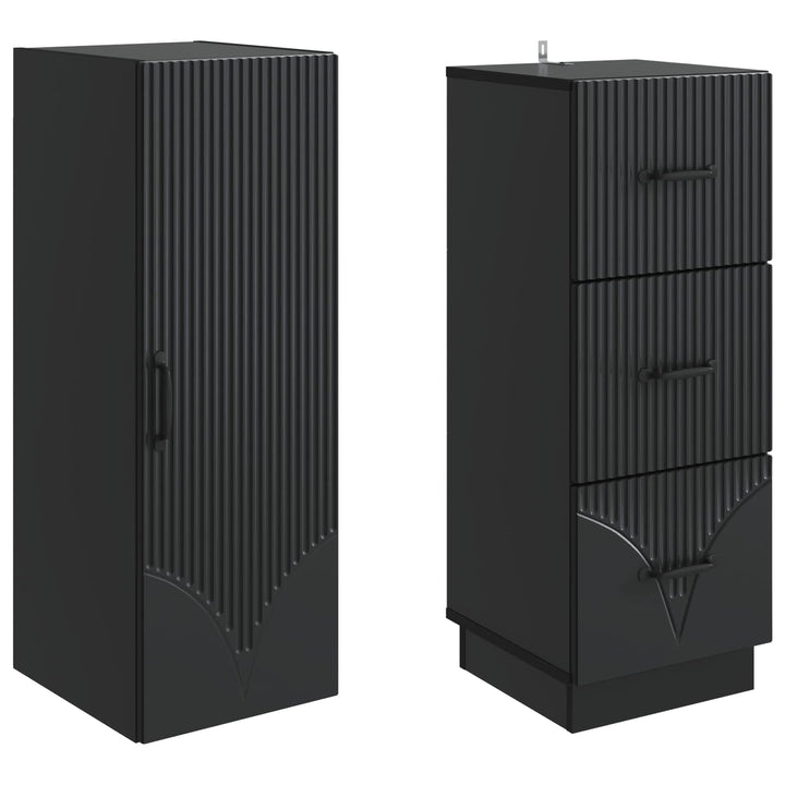 Skab Sæt 2 pcs Sort 33 x 34,5 x 87 cm Konstrueret træ