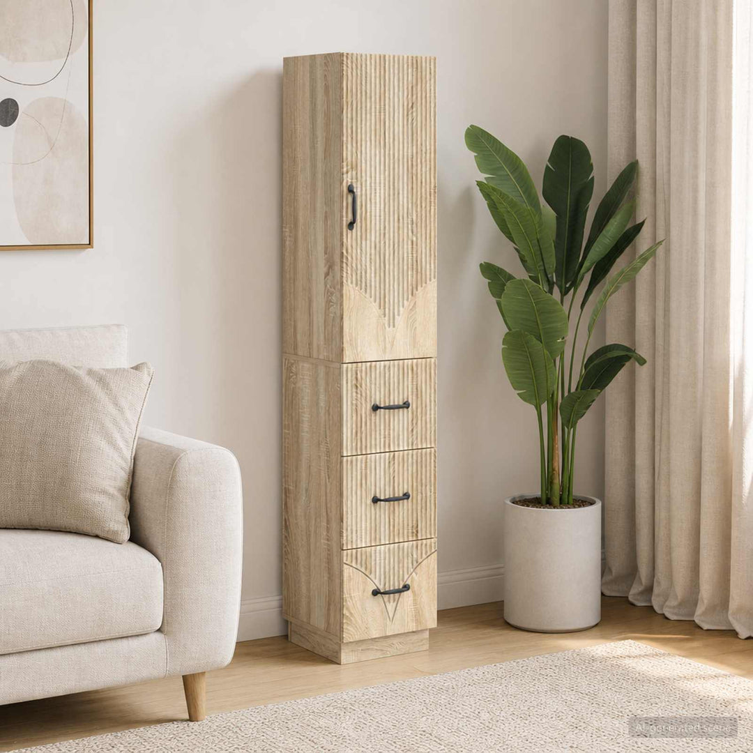 Skab Sæt 2 pcs Sonoma-eg 33 x 34,5 x 87 cm Konstrueret træ