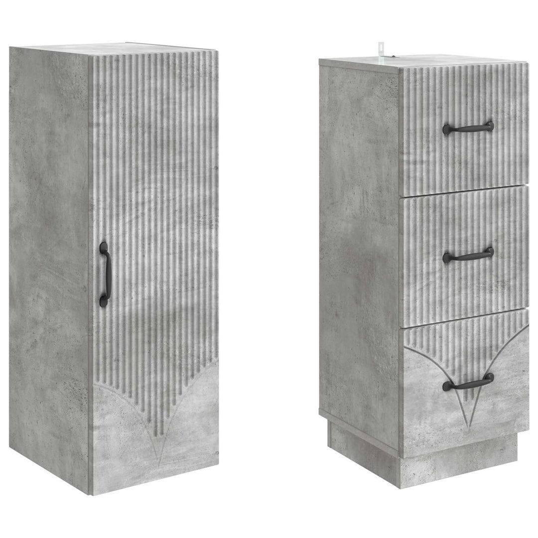 Skab Sæt 2 pcs Betongrå 33 x 34,5 x 87 cm Konstrueret træ