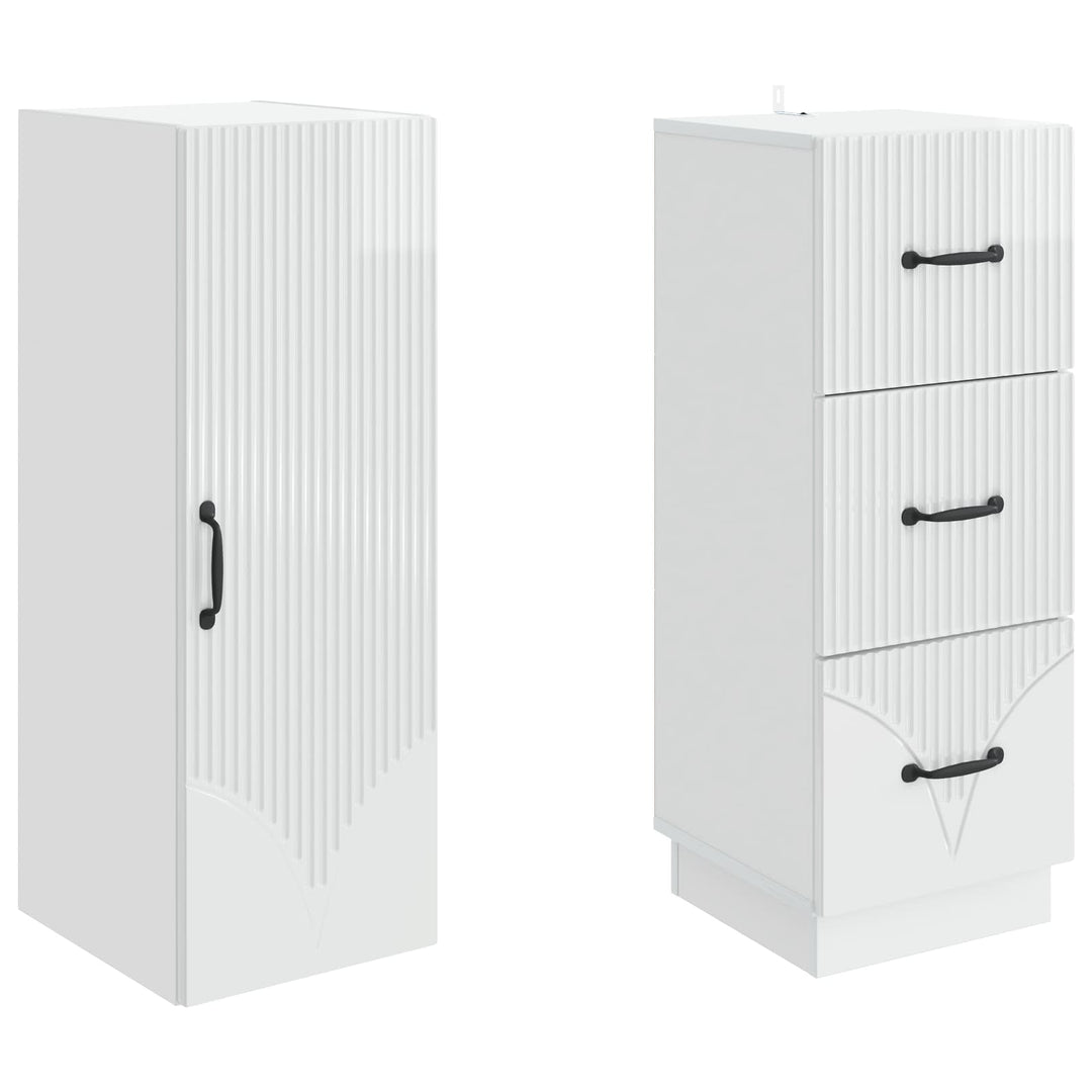 Skab Sæt 2 pcs Hvid højglans 33 x 34,5 x 87 cm Konstrueret træ