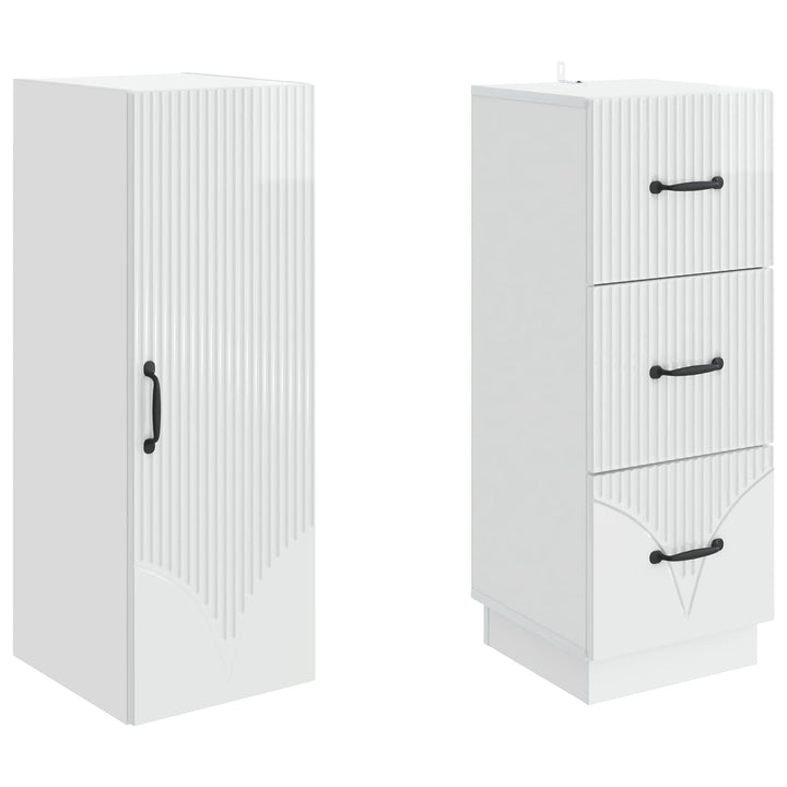 Skab Sæt 2 pcs Hvid højglans 33 x 34,5 x 87 cm Konstrueret træ