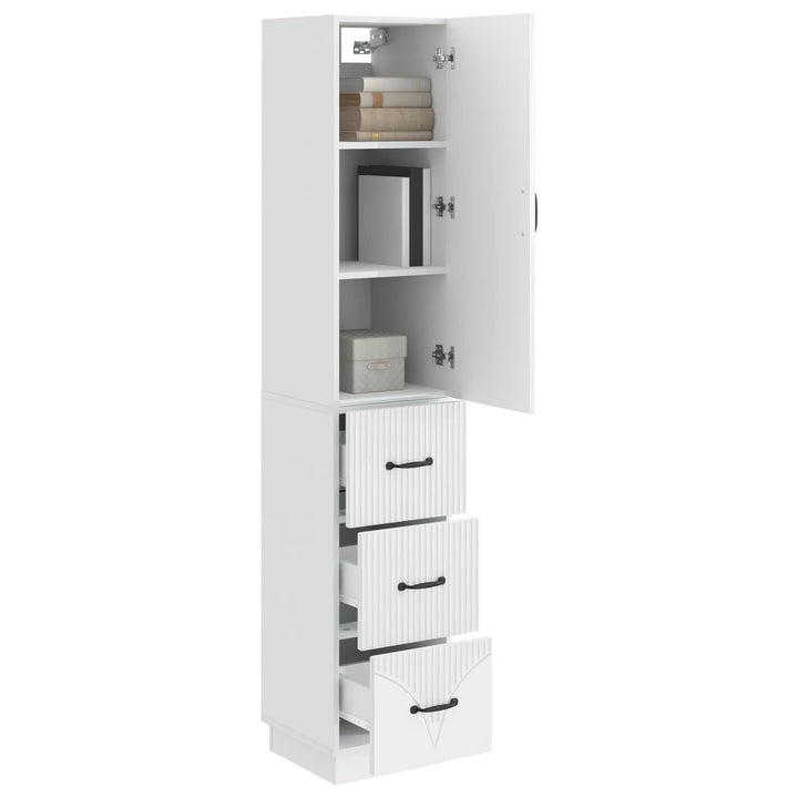 Skab Sæt 2 pcs Hvid højglans 33 x 34,5 x 87 cm Konstrueret træ