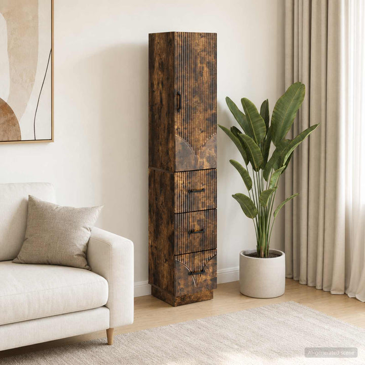 Skab Sæt 2 stk. 33 x 34,5 x 87 cm Konstrueret træ Røget eg