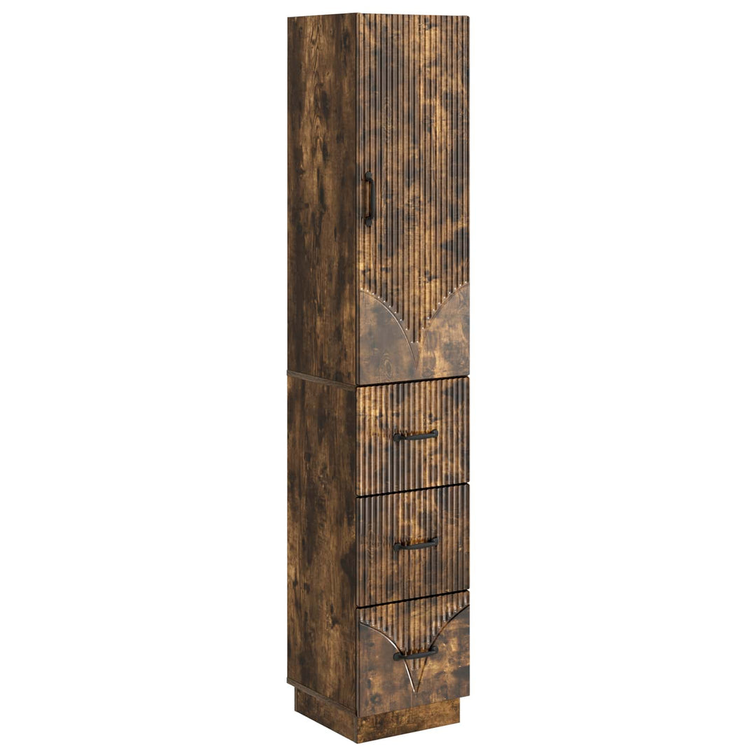 Skab Sæt 2 stk. 33 x 34,5 x 87 cm Konstrueret træ Røget eg