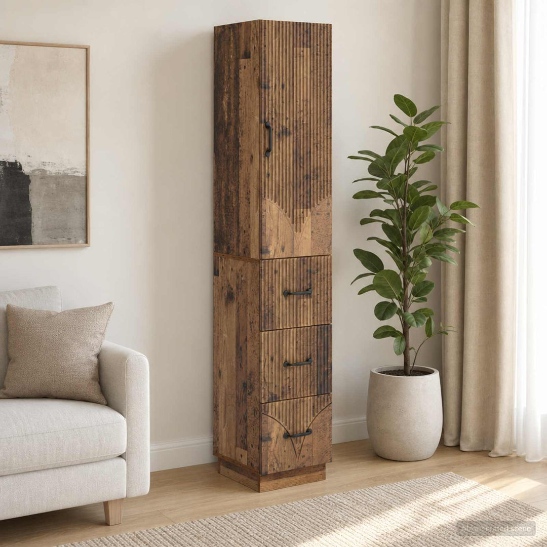 Skab Sæt 2 pcs Gammelt træ 33 x 34,5 x 87 cm Konstrueret træ