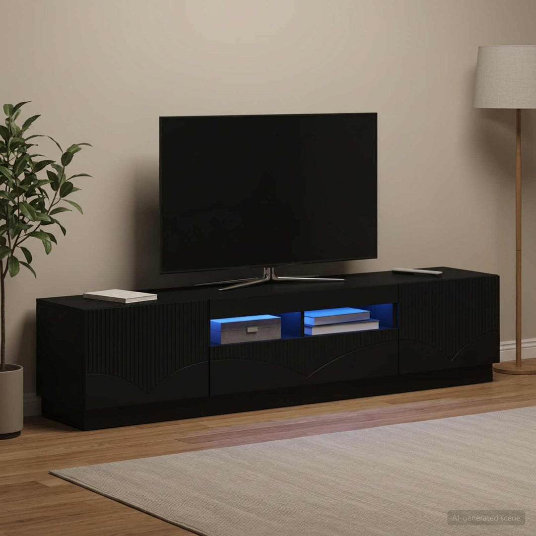 LED TV-skab HOORN 3 stk. Sort Konstrueret træ