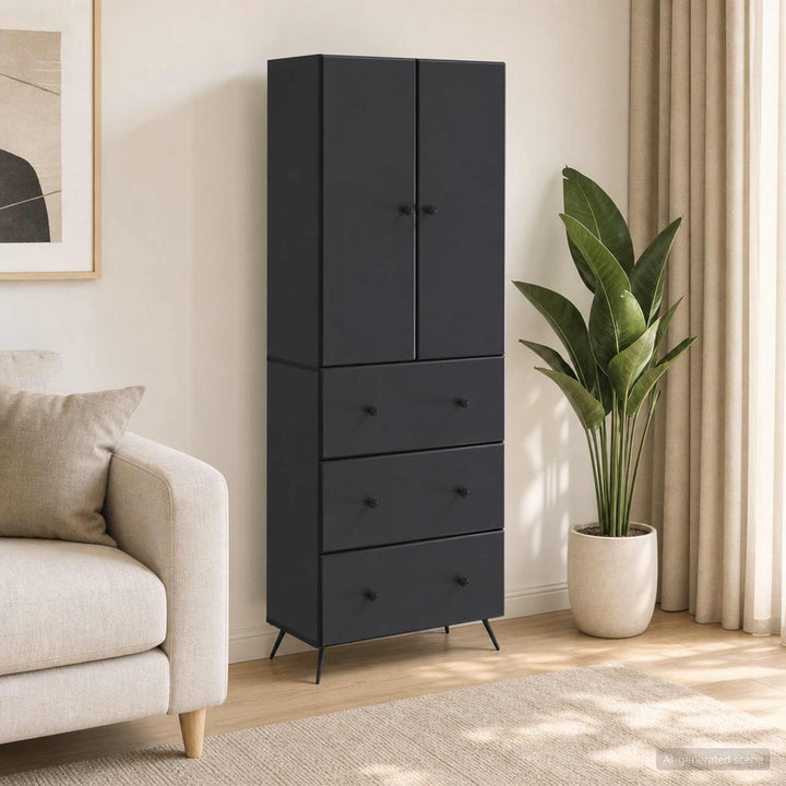 Skab Sæt 2 pcs Sort 66 x 34,5 x 90 cm Konstrueret træ