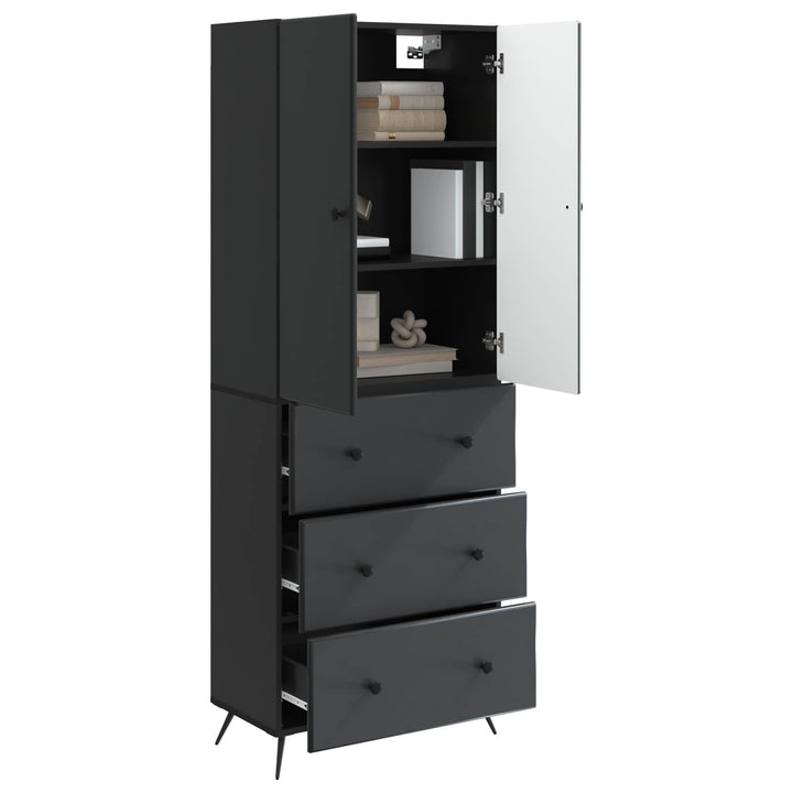 Skab Sæt 2 pcs Sort 66 x 34,5 x 90 cm Konstrueret træ